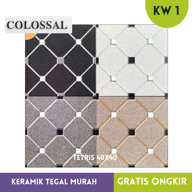 Keramik Tetris motif 3D 40x40 Cannes Colossal Garasi / Kamar mandi