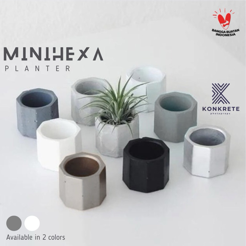 Pot Semen Mini Hexa - Konkrete Photoprops - Mini Concrete Planter - Pot Sukulen Kecil Industrial