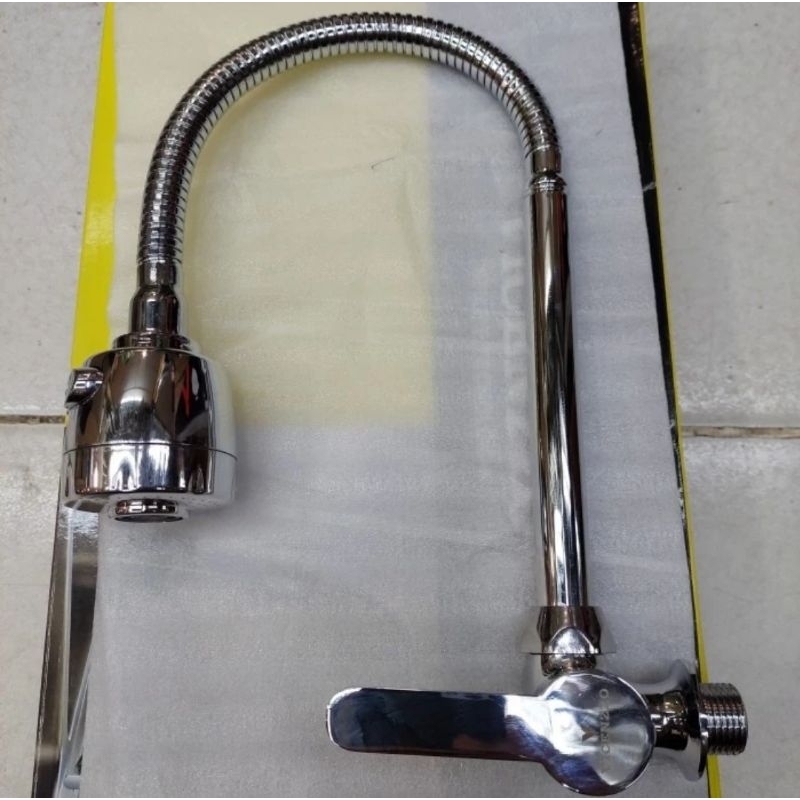 kran kitchen sink flexible kuningan / kran sink dinding flexible