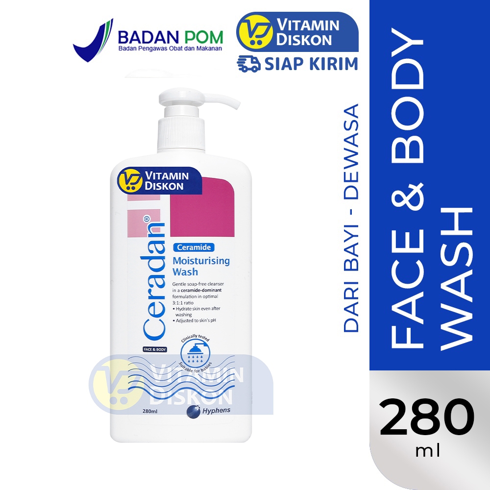 Ceradan Moisturising Body Wash Soap 280 Ml | Sabun Mandi Tanpa SLS / SLES Dan Paraben