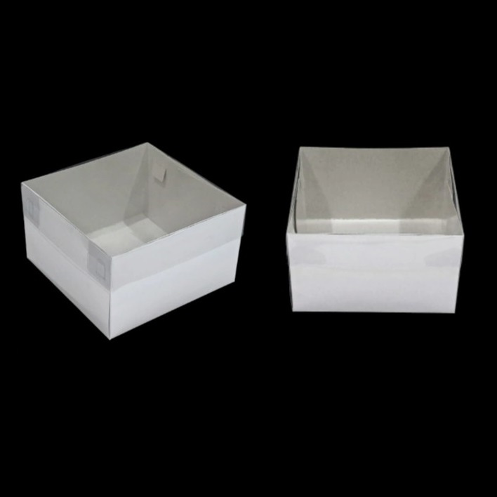 (5 Pcs) Box Mika Puding Kotak Kue Bolu Dus Marmer Brownies Laminasi Dalam Tempat Toples 20x20x12 Cm
