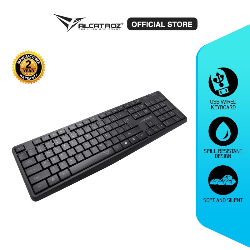 keyboard USB wired silent Alcatroz KB1500/Keyboard Kabel Alcatroz kb1500