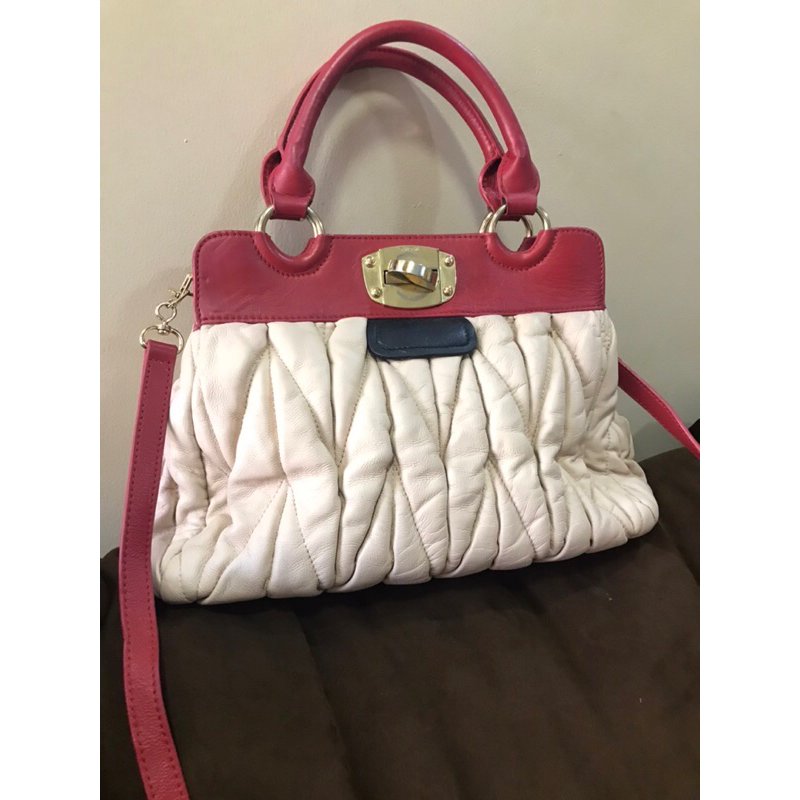 Tas Kulit Miumiu Cream Red Preloved