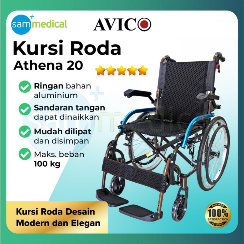 Avico Kursi Aluminium Athena / Wheelchair Travelling / Kursi Roda Berpergian / Kursi Roda Ringan