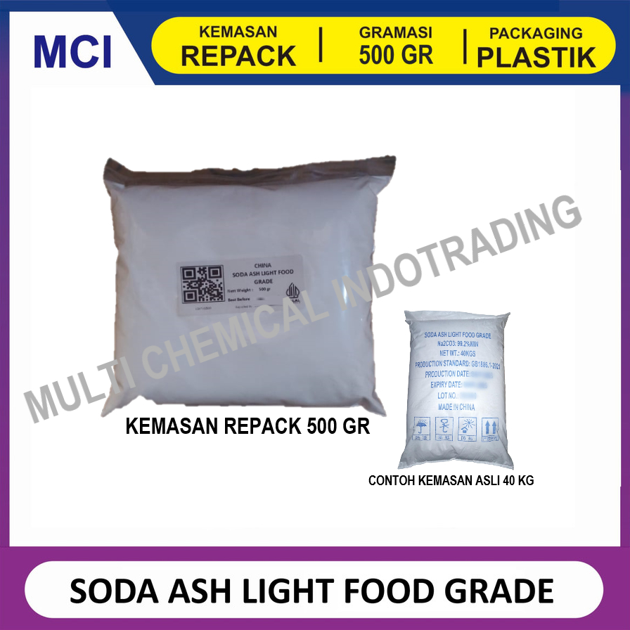 SODA ASH LIGHT FOOD GRADE ex. CHINA. 500 gr
