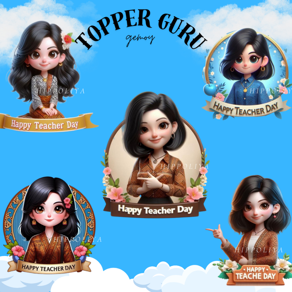 12 PCS TOPPER GURU GEMOY // TOPPER HAPPY TEACHER DAY // PERLENGKAPAN BUKET