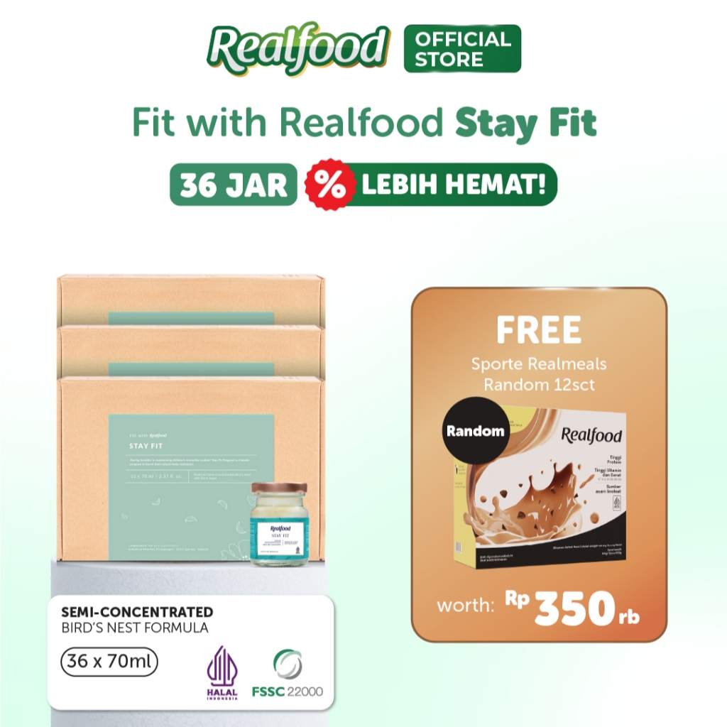 

Realfood Bundle Stay Fit Minuman Sarang Burung Walet, 36 Jar