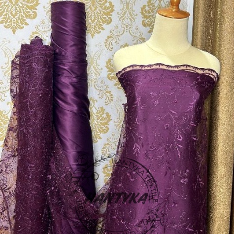 S98 KAIN TILE AKAR MUTIARA GLITER  TERMURAH  TULLE  BAHAN BROKAT GLITER MUTIARA MOTIF  BROKAT GLITER