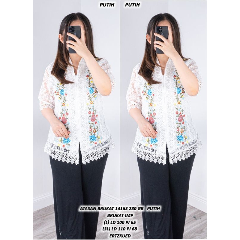 KEBAYA BRUKAT PUTIH ATASAN BANGKOK PREMIUM ASD 141633 BAJU GEREJA