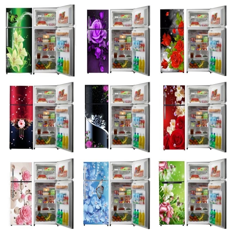 WALLPAPER STIKER KULKAS 2 PINTU KEMBANG  TERBARU