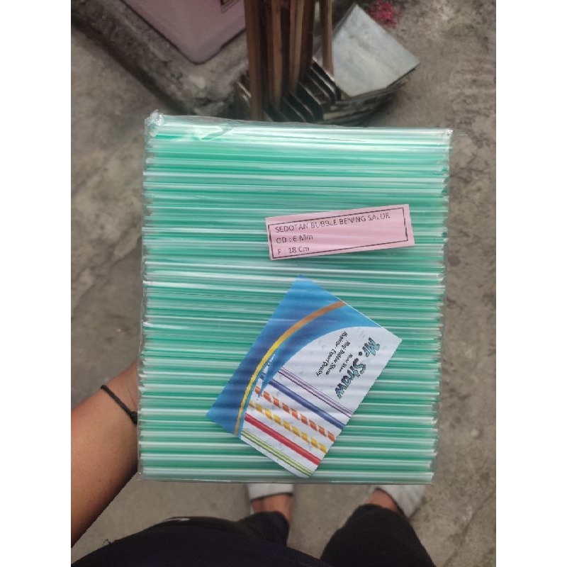 Sedotan plastik Boba bening 6mm / sedotan plastik salur / sedotan warna warni/ sedotan Buble lancip 