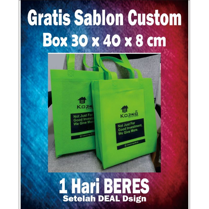 

Tas sablon box bag 30x40x10 godie bag tas partai parcel tas spunbond tas idangan
