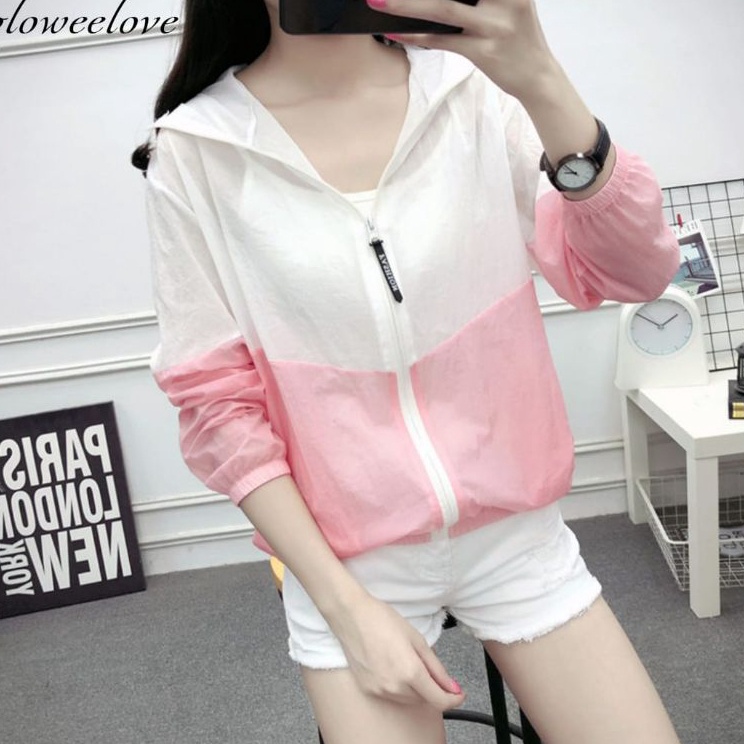 Paket Promo  Jaket Wanita Korea Wanita Jacket Jogging Jaket Anti UV Import parasut kombinasi warna