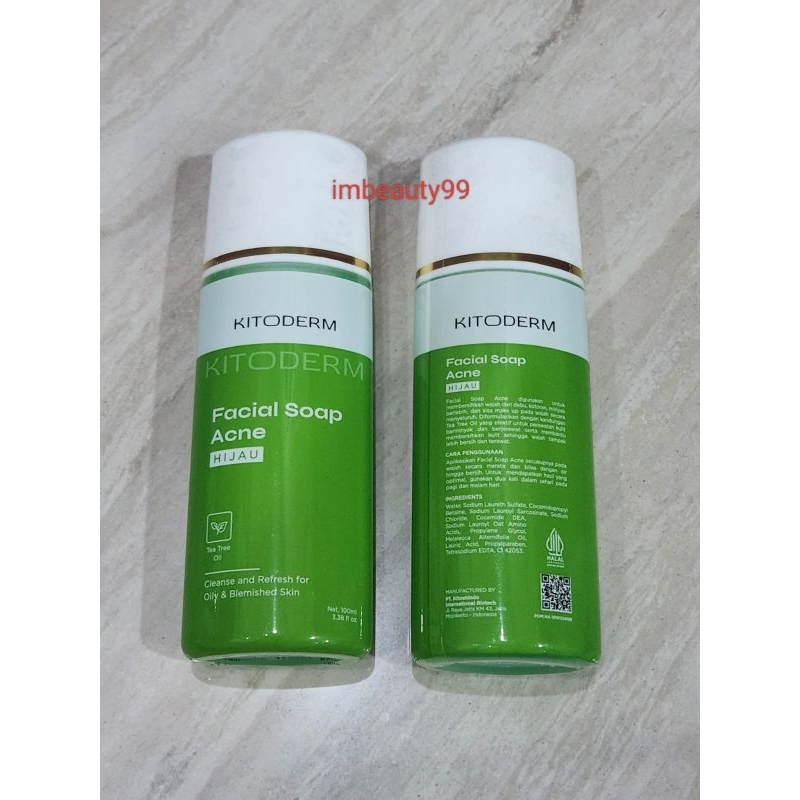 Kitoderm Facial Soap Acne Hijau - Tea Tree Oil - sabun kulit berjerawat - TTO - jerawat