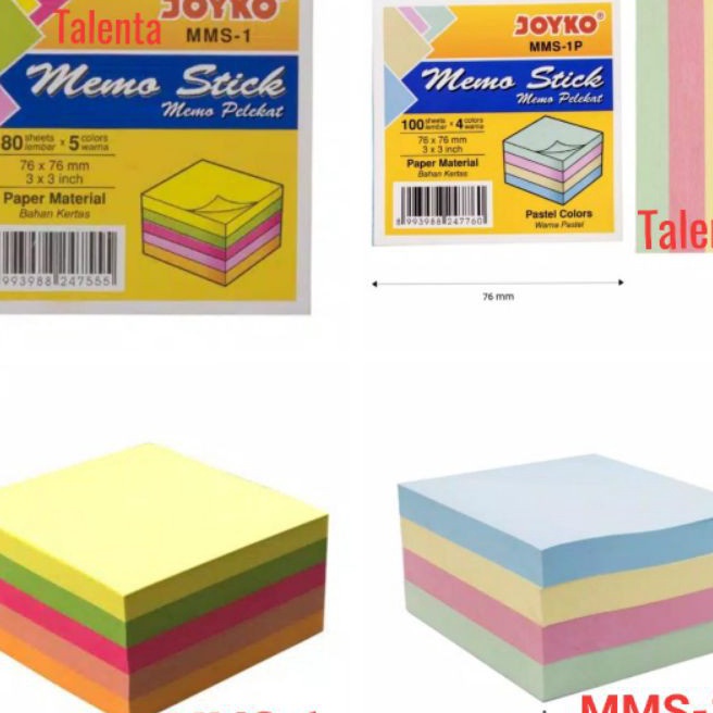 

Hemat Sticky Note Memo Tempel Joyko Warna Pastel MMS1P Neon MMS1