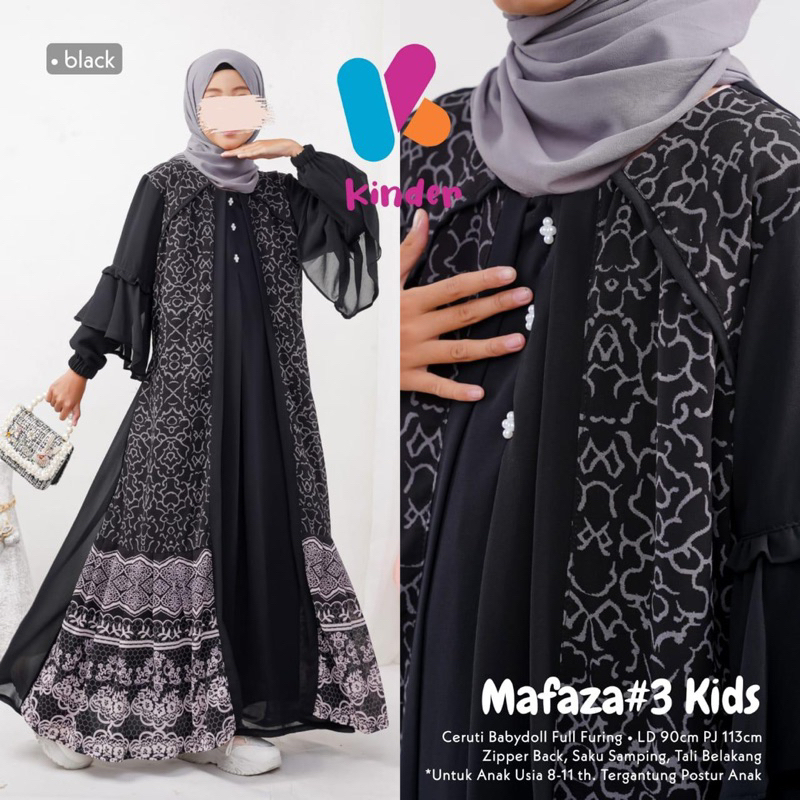 GAMIS ANAK MAFAZA #3 / GAMIS ANAK CANTIK / GAMIS ANAK USIA 8 sampai 11 TAHUN Original by KINDER