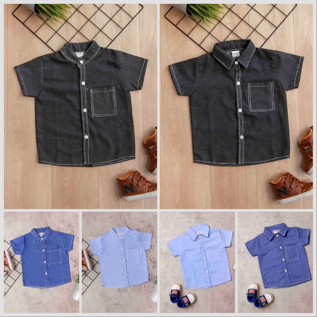 Jikialiang - KEMEJA TANGAN PENDEK WEST JEANS ANAK ANAK 1-12 TAHUN