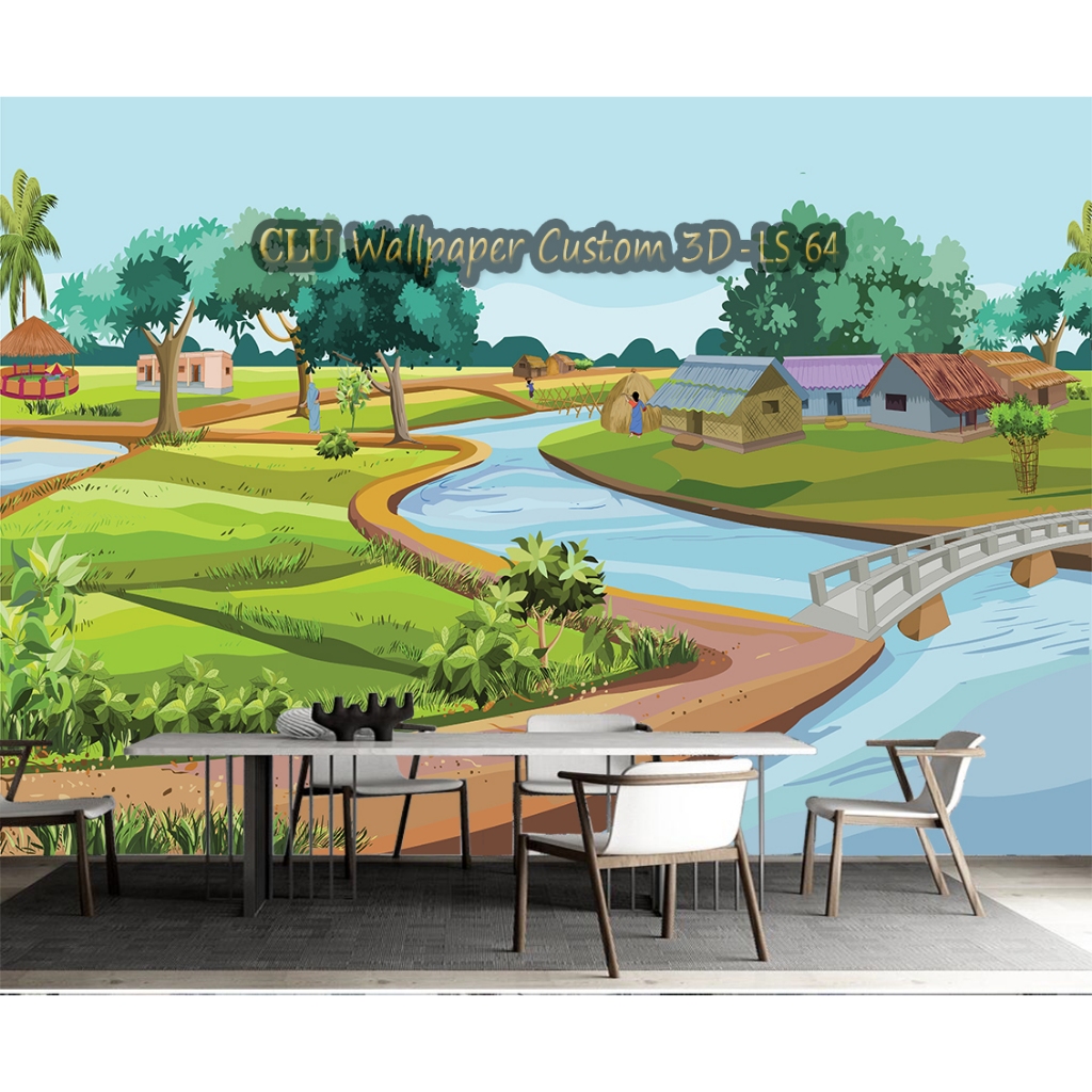 Wallpaper Custom 3d Pemandangan Sawah, Wallpaper Dinding Sawah Padi 3d Termurah