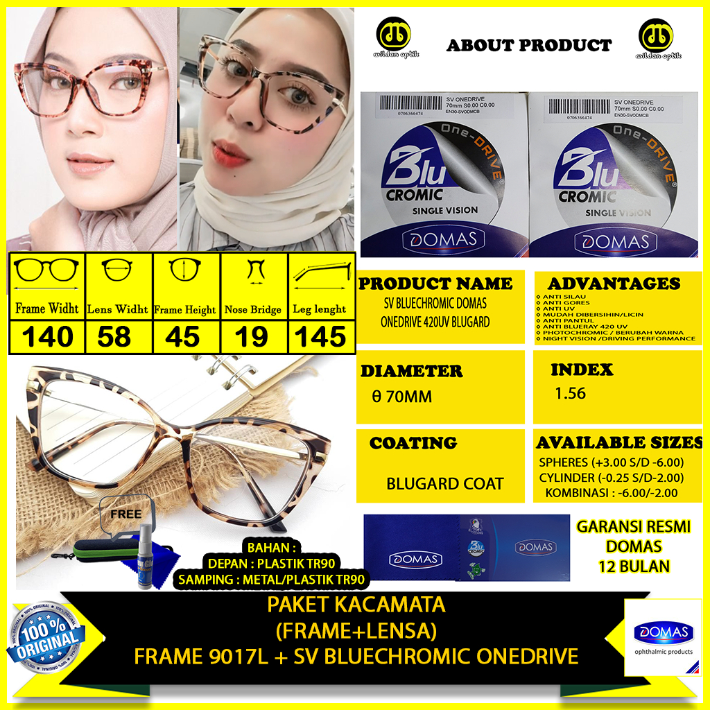 KACAMATA BLUECHROMIC ONEDRIVE NIGHT VISION DOMAS DAN BLUERAY  DOMAS ORIGINAL FRAME 9017