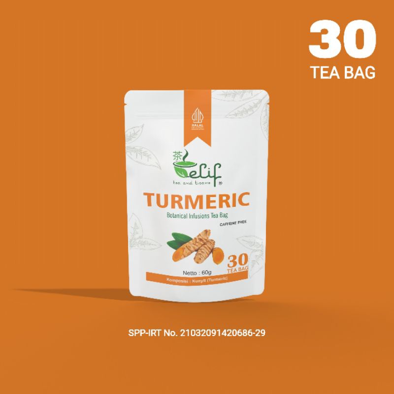 

ELIF TEA AND TISANE Turmeric Tea | Teh Kunyit Imunitas & Atasi GERD Rimpang Kunyit | 30 Tea Bag