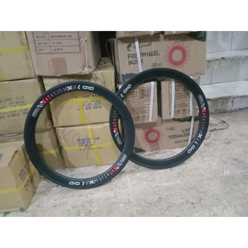 VELG RIM 20x1.50 OXO 3CM/ 4CM HOLE 36 HITAM DOUBLE WALL PROMO