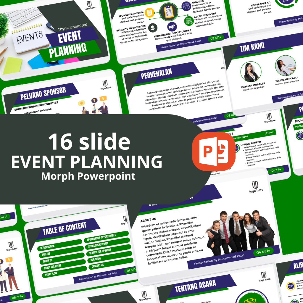 EVENT PLANNING Powerpoint - Template Proposal Seminar Profesional | PPT Morph Premium