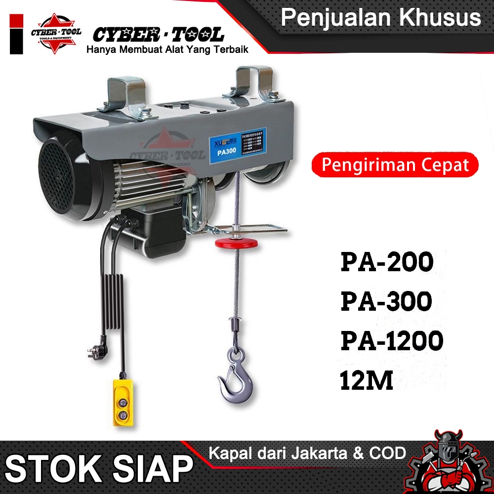 PA-300 PA-400 PA-800 PA-1200 Electric Hoist Wire Rope Panjang 12M Indoor dan Outdoor Electric Hoist 