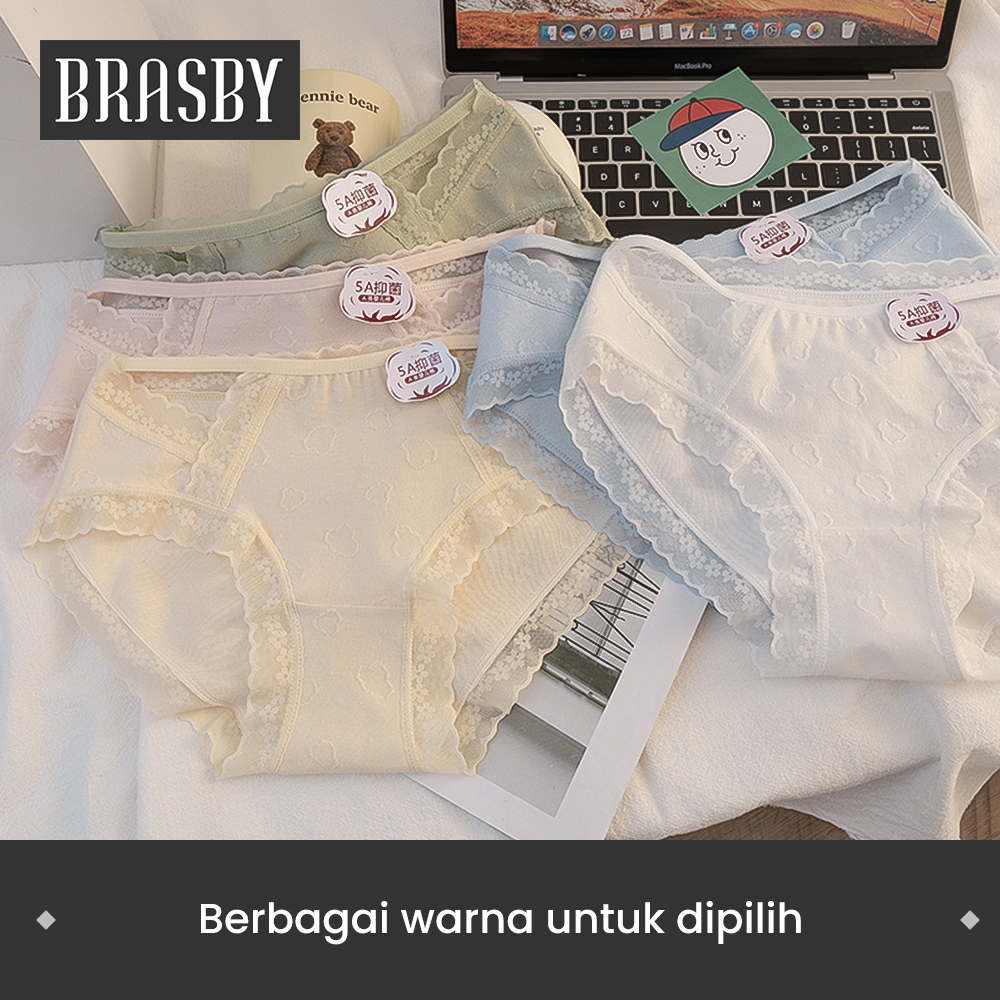 Brasby Antibakteri Graphene Celana Dalam wanita Renda satin sutera import transparant sexy hot