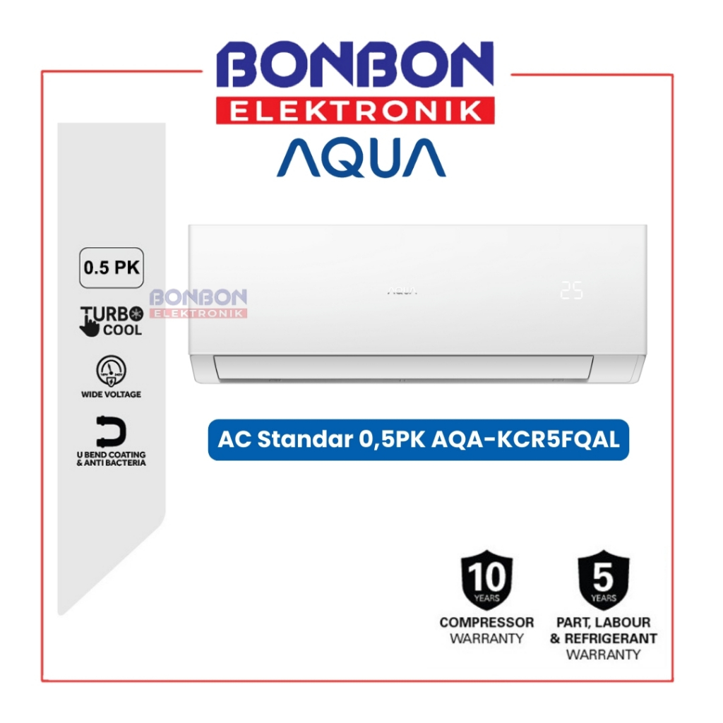 AQUA AC Split Standar 1/2 PK AQA-KCR5FQAL / AC TurboCool KCR5FQAL 0.5 PK