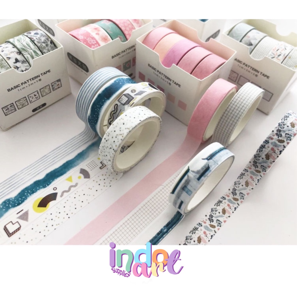 

(IAS) WS1 - Washi Tape Pattern Warna Warni Satuan Lucu Set Box 1cm x 3 meter isi 5 buah