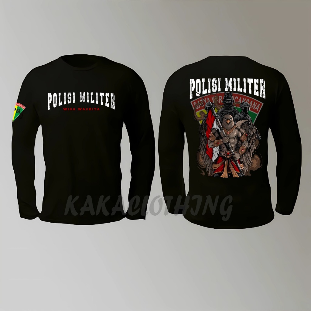 KAOS LENGAN PANJANG POLISI MILITER WARNA HITAM