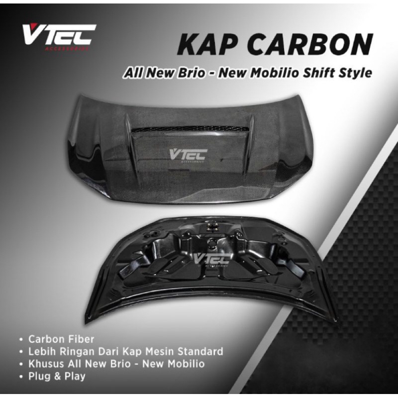 Kap Mesin Carbon All New Brio New Mobilio Shift Style