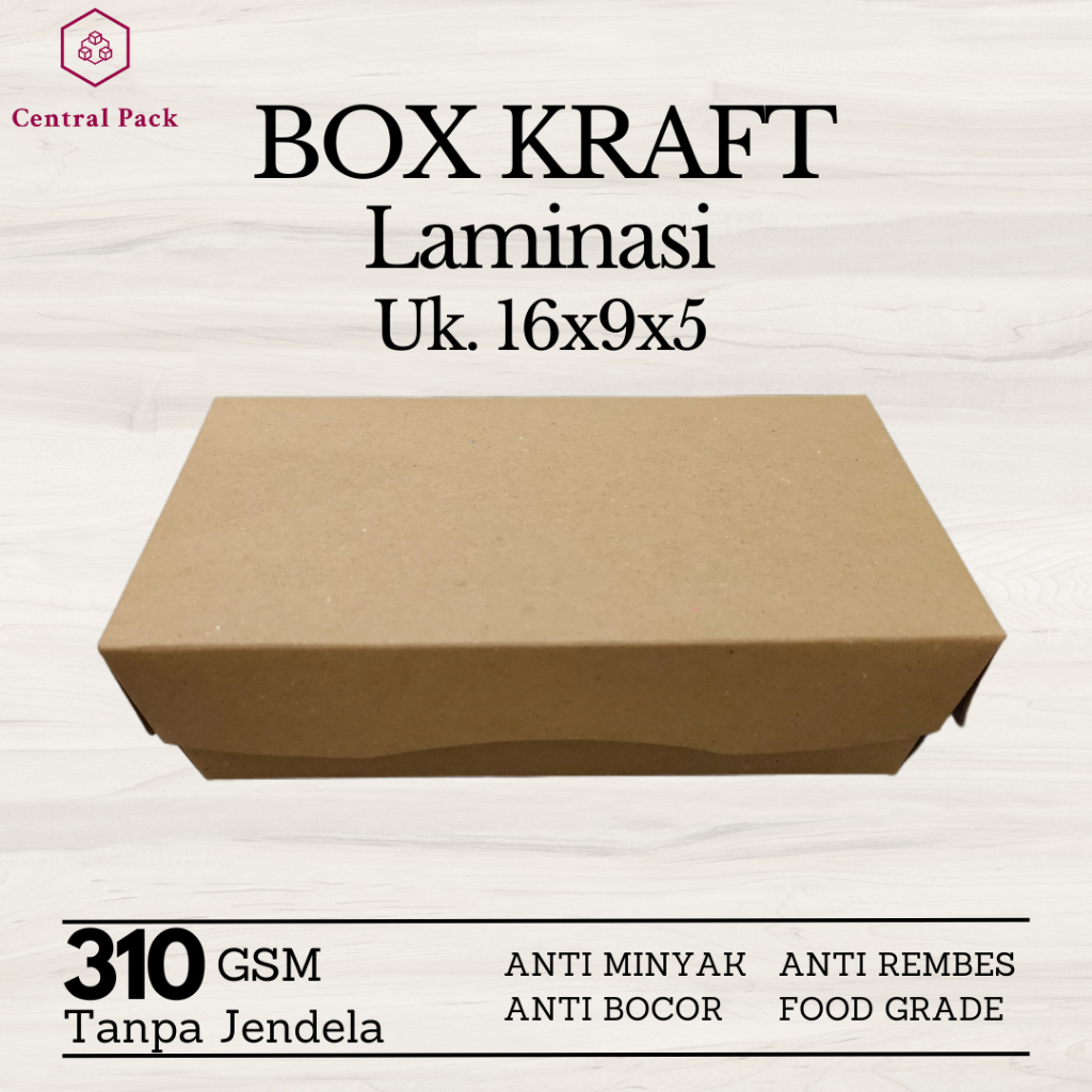 

Lunch Box Paper Kraft Tanpa Laminasi Jendela 16x9x5