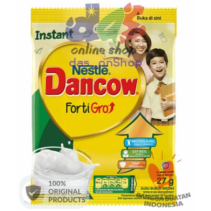 Nestle Dancow Fortigro Susu Bubuk Instant Original Putih Sachet - 26 gr (1 Renceng/10 Sachets)
