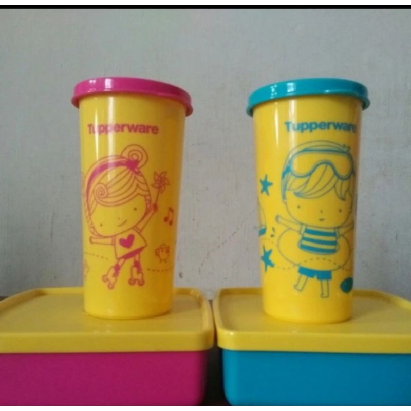 KOTAK MAKAN +TUMBLER MINI ANAK ANAK TUPPERWARE