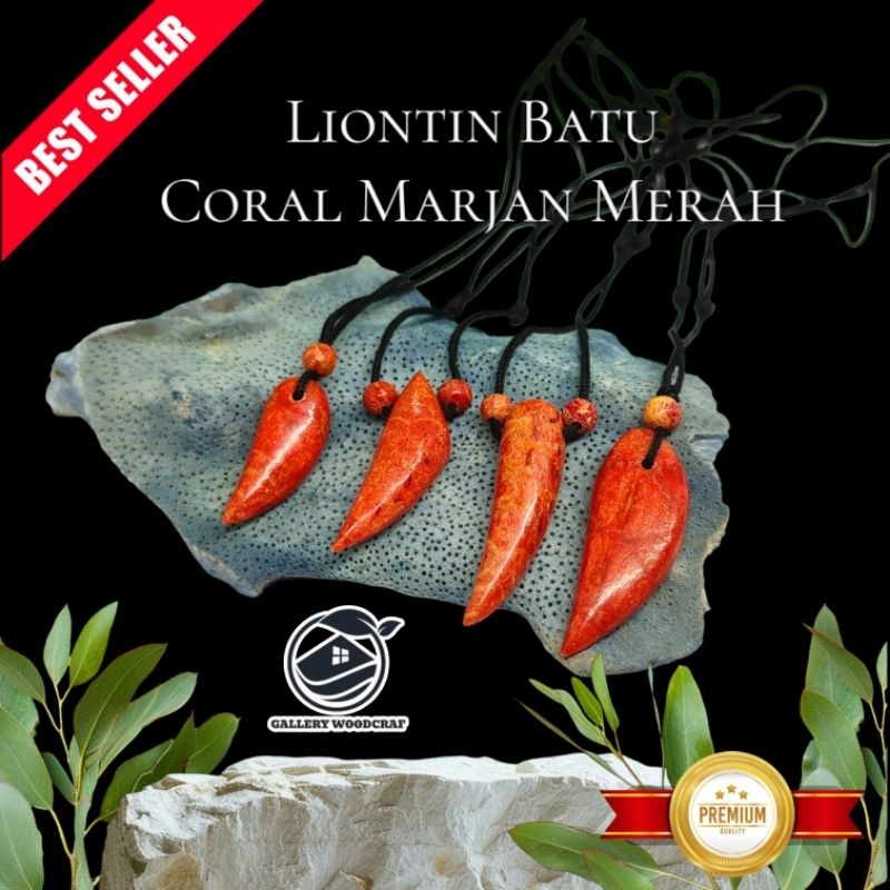 Kalung Liontin Batu Coral Marjan Merah 12 motif Unik_Kalung pria wanita