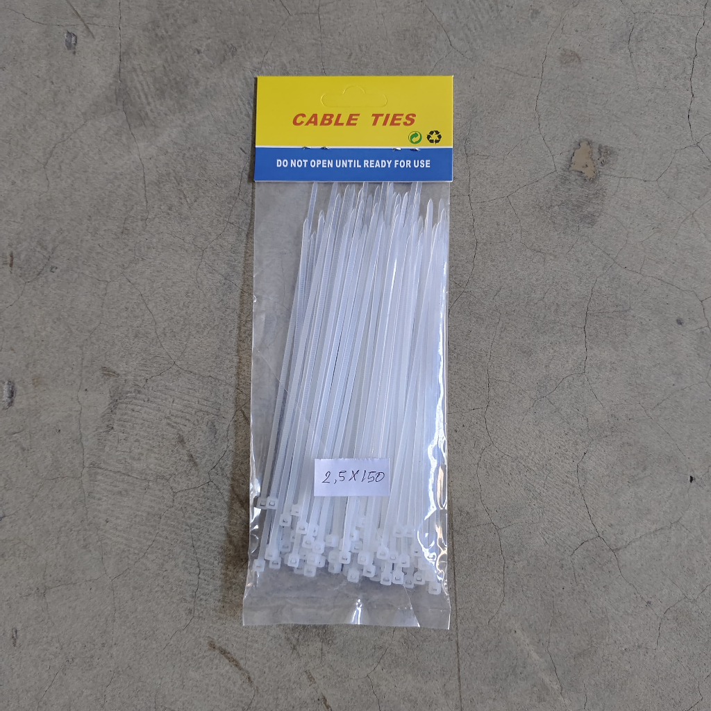 

Cable Tie Kabel Ties Ukuran 2.5 x 150mm Hitam dan Putih