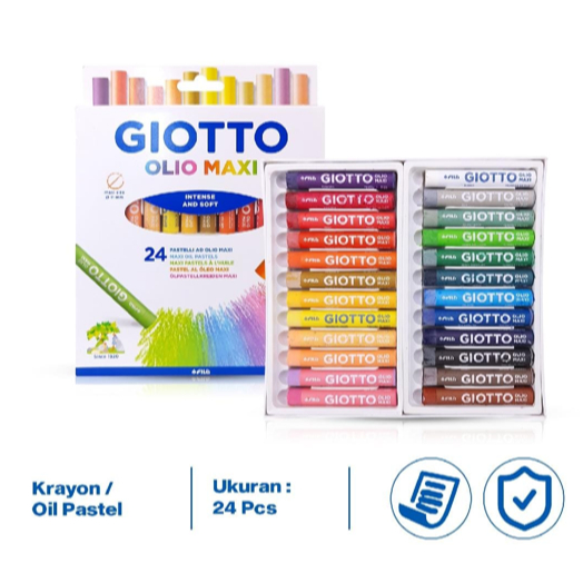 

Crayon Pastel Jumbo 11 mm Giotto Olio Maxi Pastel 293800 Non Toxic Harga set isi 24 Warna