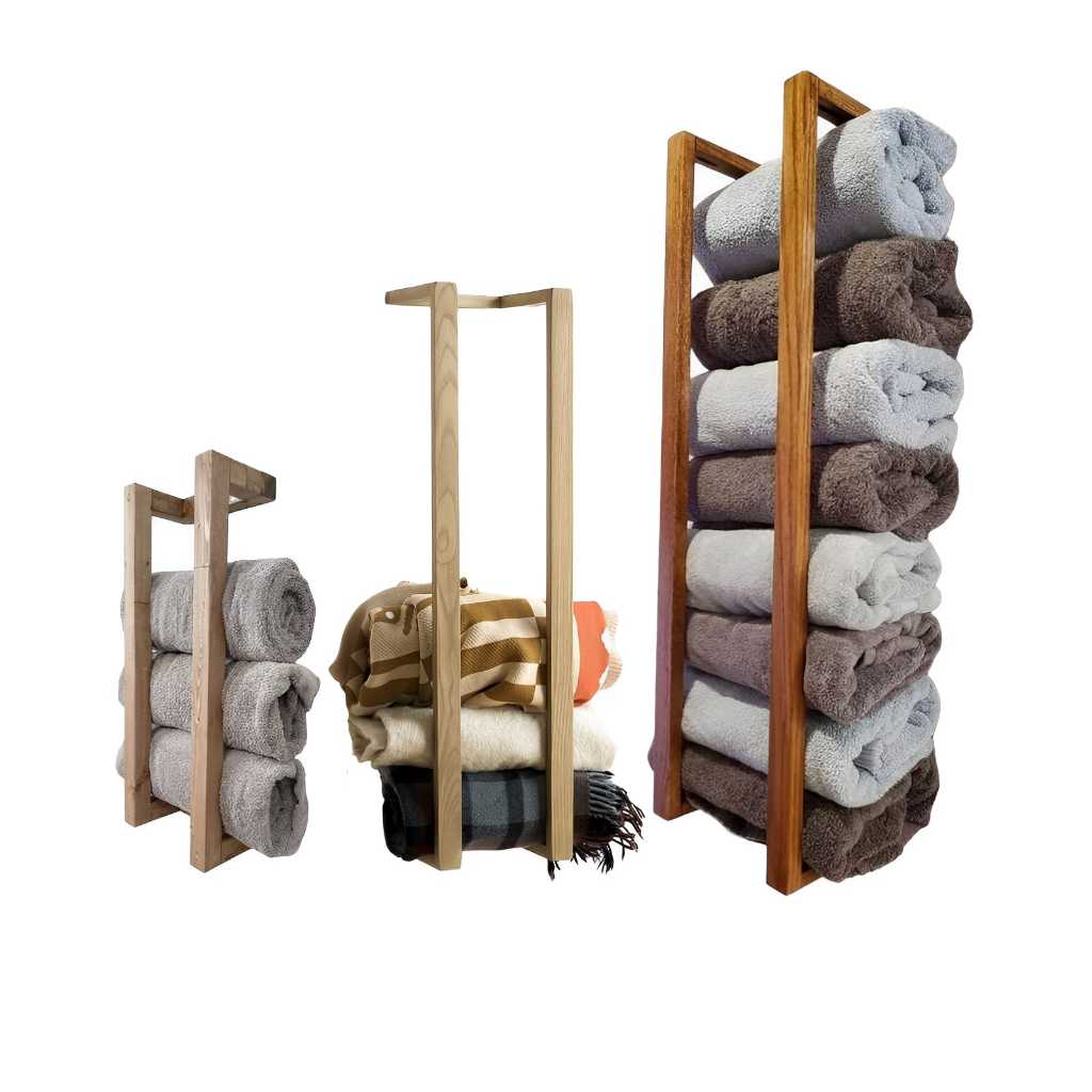 Rak Handuk Dinding Rak Susun Handuk Kayu Tempel Dinding Tempat Penyimpanan Handuk Serbaguna