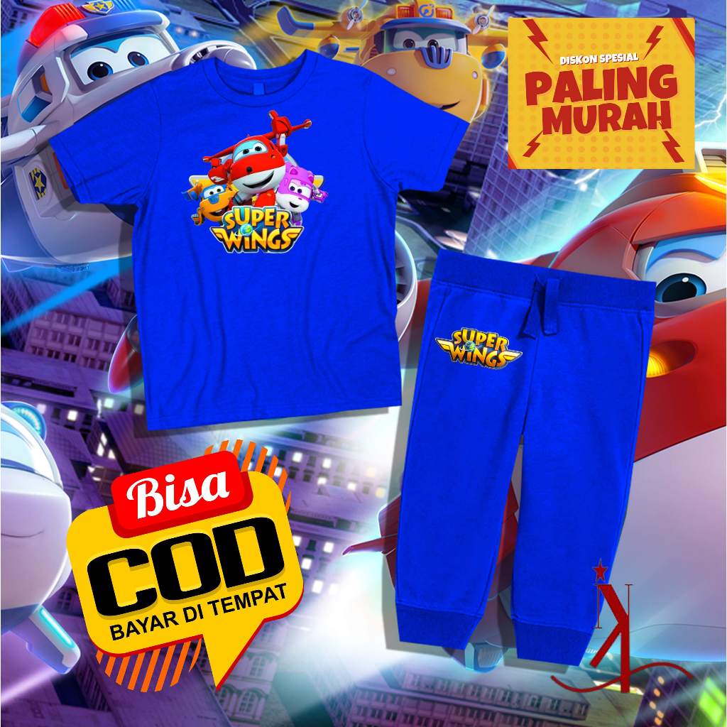 Setelan Anak Super Wings / Super Wings Kaos dan Jogger Anak