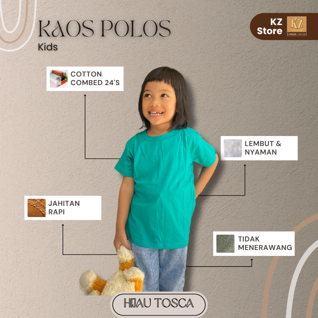 Kaos Oblong Anak Combed 24's Hijau Tosca