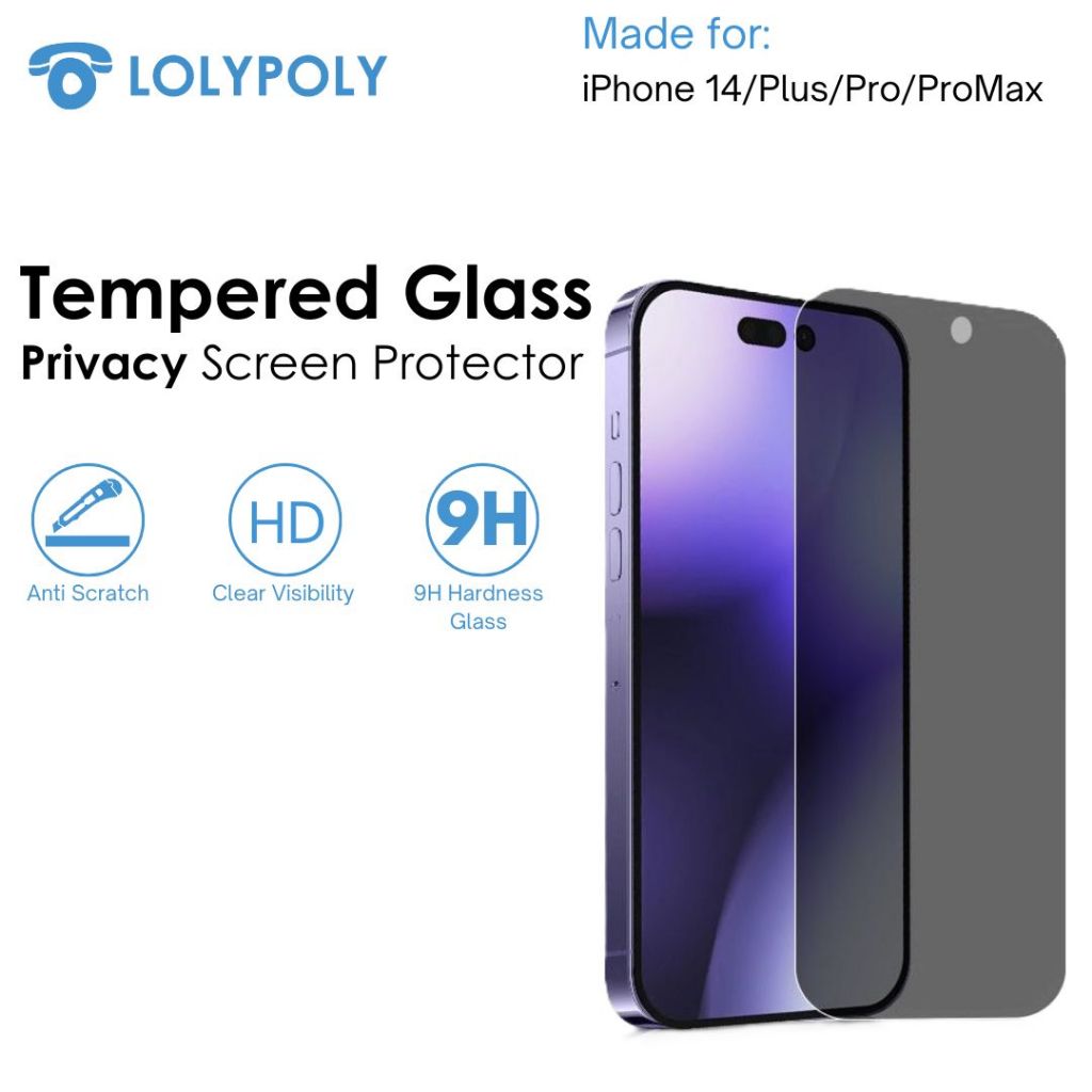 Lolypoly Privacy Tempered Glass For iP 14 Series HD Screen Display