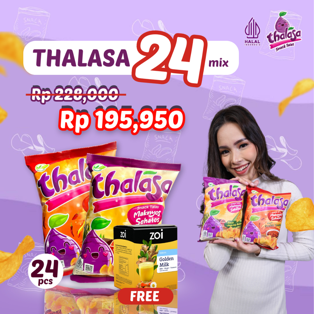 

Bundle 24 Mix Thalasa Snack FREE 1 Box Zoi Golden Milk x Lady Nayoan