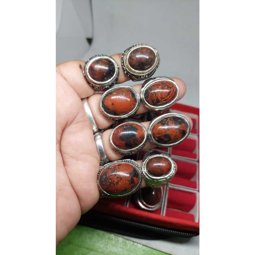 cincin batu badar besi merah great A nempel magnet asli natural dari kebumen