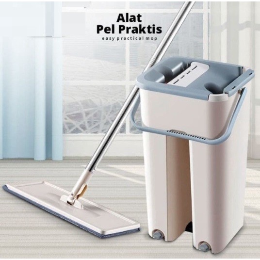 Pel Lantai Praktis Pengepel Otomatis 360 Derajat / Pembersih Lantai / Alat Pel Lantai Persegi Panjan