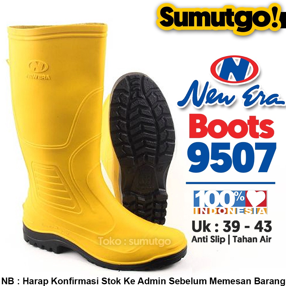Q3 NEW ERA 957 Sepatu Boot Karet PVC Kuning Tinggi  Newera Sepatu Boots Hujan Anti Air Waterproof Ke