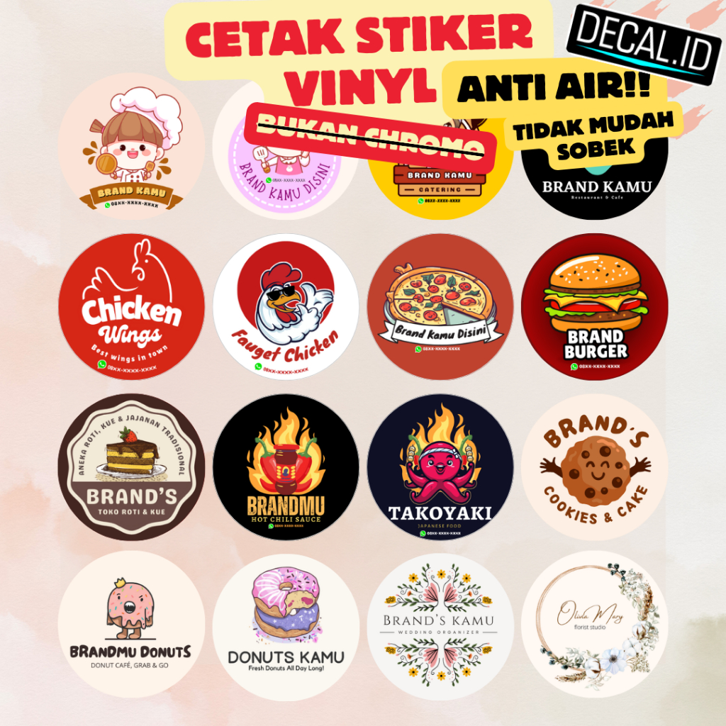 

Cetak Stiker Vinyl / Sticker Custom Untuk Label Kemasan Produk dan Branding. Anti Air dan Tidak Mudah Sobek
