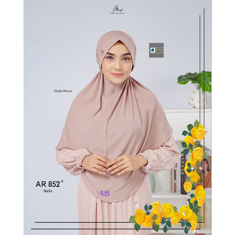 Hijab Instan ARRAFI Bergo AR 852 Jumbo Stella Premium Polos Tali Karet Semi Pet