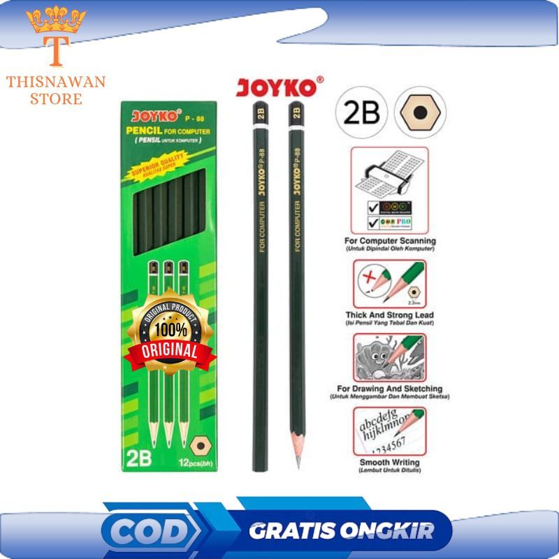 

PROMO Pensil,2B Computer Joyko,warna Hijau,P88 ORIGINAL 1 PACK ISI 12 PCS