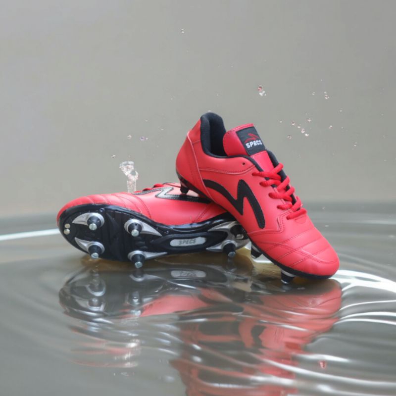 New Sepatu Bola Specs Kulit Sapi Asli Pull Besi Outsol Sudah Di Jahit